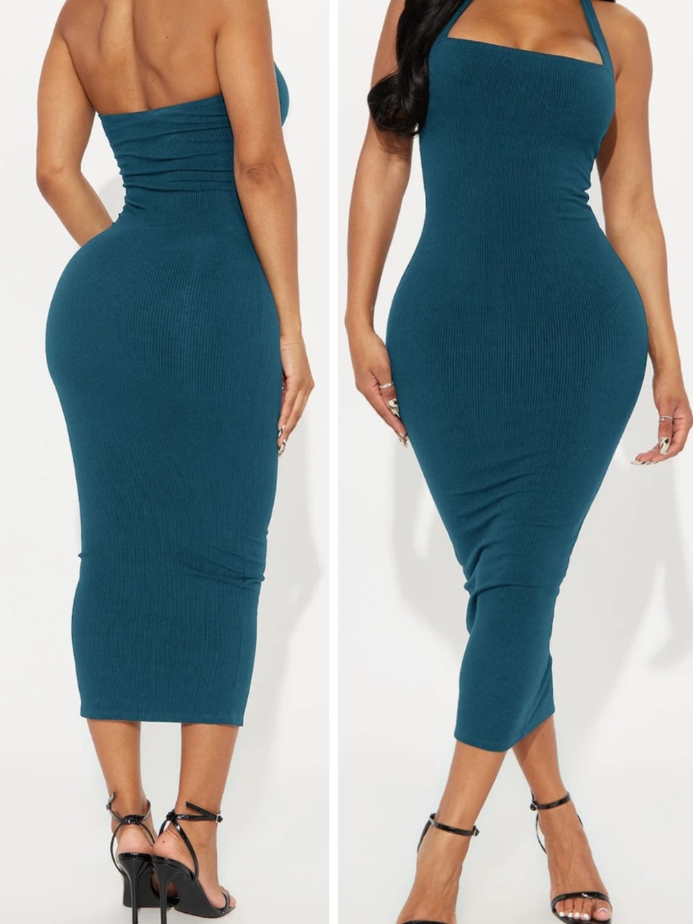 🤍Lily Snatched Midi Dress - Teal